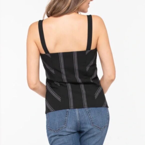 Striped Tailored Sleeveless Top - Size L - Picture 2 of 12